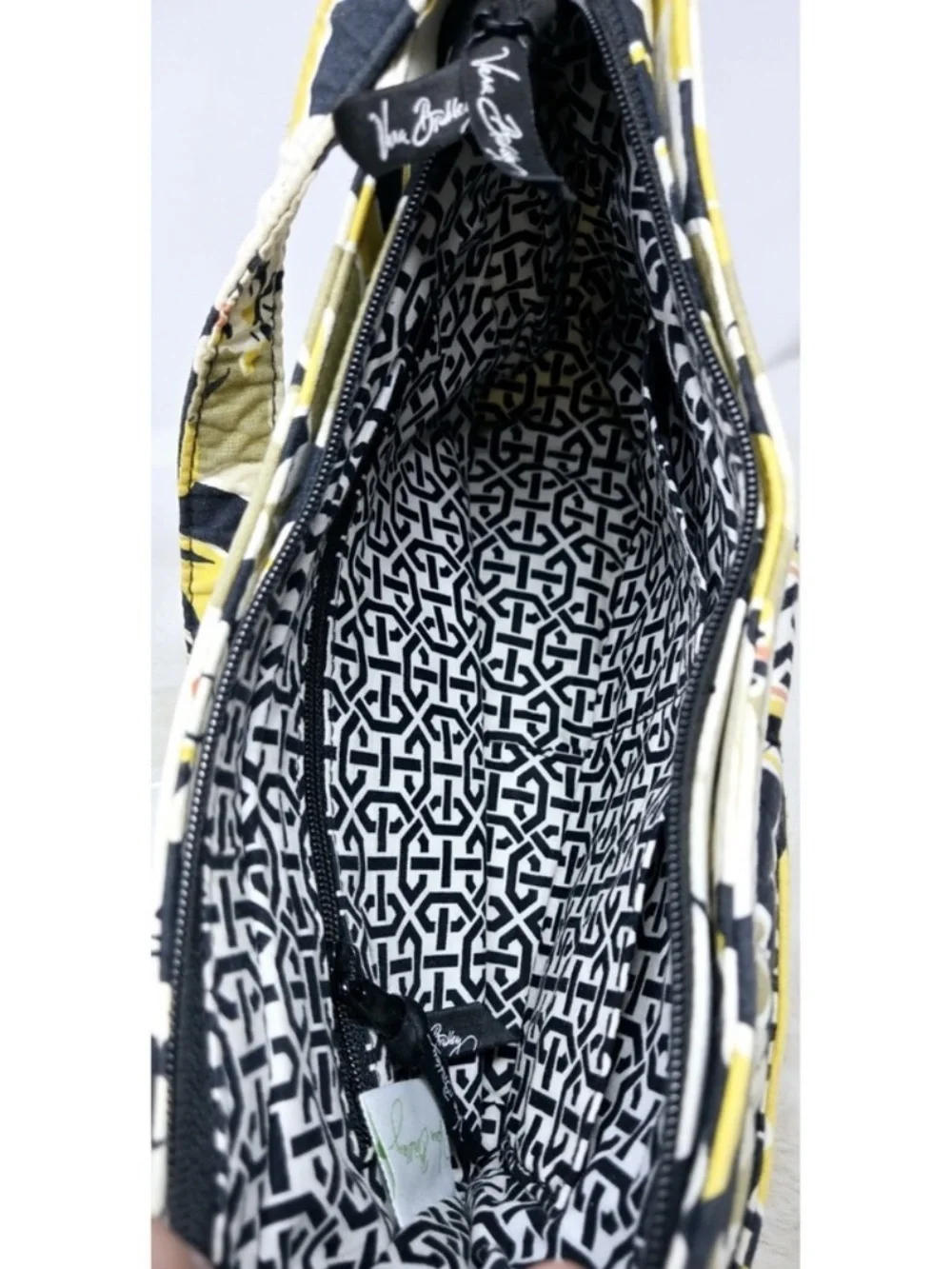 Vera Bradley Quilted Shoulder Bag in Black, Yellow & Cream Floral